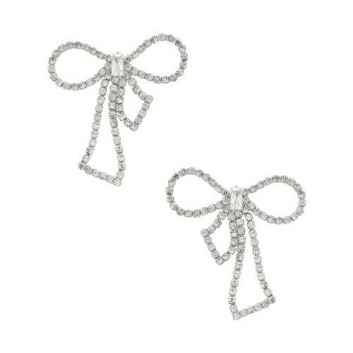 Crystal-studded Bow Post Earrings - CC-58588