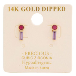 14k Gold Dipped Cz Stone Stud Earring - Everyday Glam