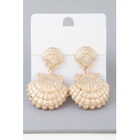 Double Clamshell Drop Earrings