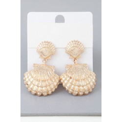 Double Clamshell Drop Earrings