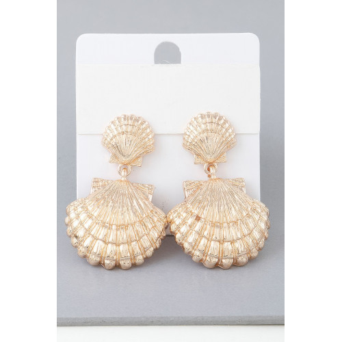 Double Clamshell Drop Earrings - Designer Style - CC-WH2000728