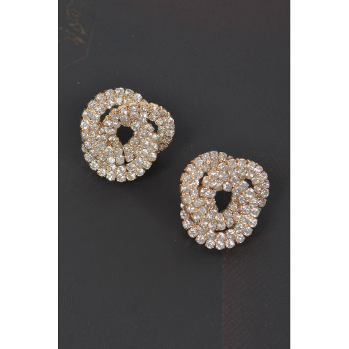 Crystal-studded Button Earring - CC-WH2000850