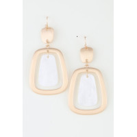 Modern Stone Frame Drop Earrings