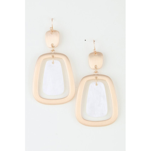 Contemporary Stone Frame Drop Earrings - CC-WH2001156