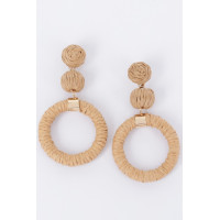 Round Faux Straw Earring
