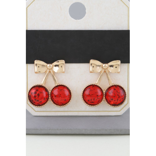 Sequin Cherry Ribbon Earrings - Designer Style - CC-WH2001813