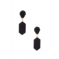 Geometric Wood Post Drop Earring