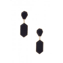 Geometric Wood Post Drop Earring