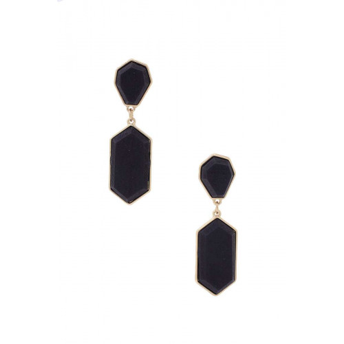 Geometric Wood Post Drop Earring - Designer Style - CC-55248