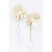 Faux Pearl Gold Plated Metal Earring