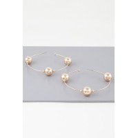 Triple Shiny Bead Hoop Earrings