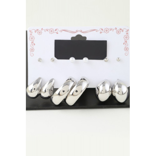 Multi Shiny Contemporary Hoop Earrings Set - CC-WH2000909