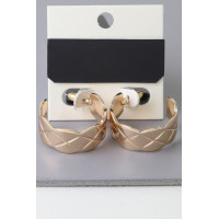 Diamond Quilt Cut Hoop Earrings