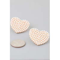Pearled Heart Stud Earrings