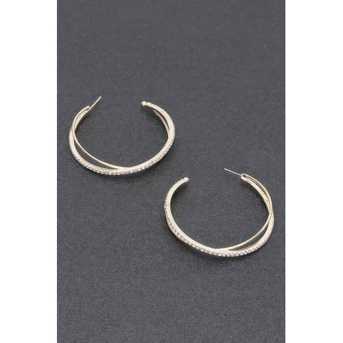 Crystal-studded Hoop Earring - CC-WH2001517