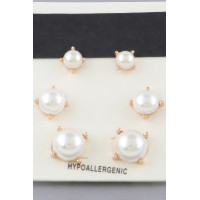 Multi Pearl Stud Earrings Set