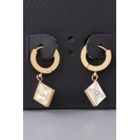 Flower Box Drop Hoop Earrings
