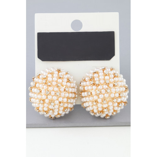 Pearled Sky Dome Stud Earrings - Designer Style - CC-WH2001468
