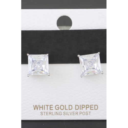 Silver Cubic Zirconia Crystal-studded Earrings - CC-WH2001818