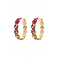 Rhinestone 3.25 Inch Classic Hoop Earring