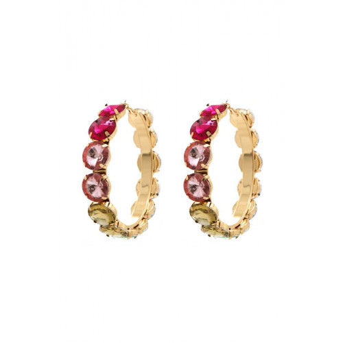 Crystal-studded 3.25 Inch Timeless Hoop Earring - CC-55326