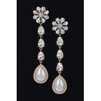 Pearl Rhinestone Drop Earring