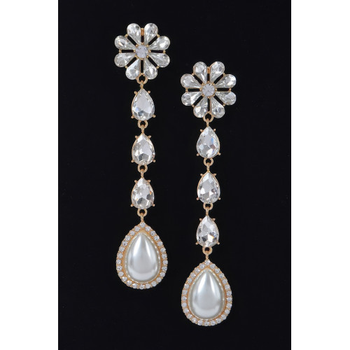 Pearl Crystal-studded Drop Earring - CC-WH2001312