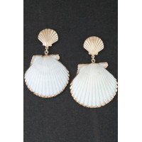 Double Clamshell Drop Earrings