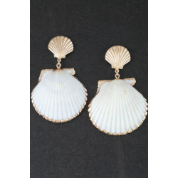 Double Clamshell Drop Earrings