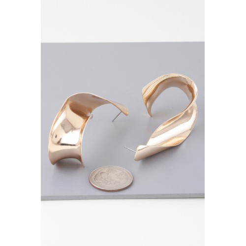 Abstract Shiny Twisted Plate Earrings - Designer Style - CC-WH2001252