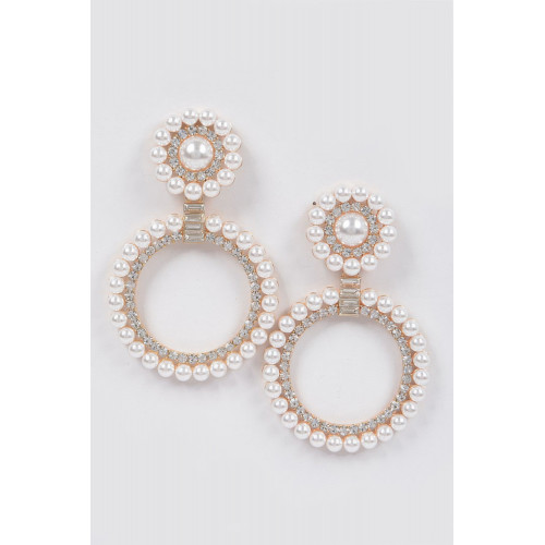 Faux Pearl&stone Dangle Earring - Designer Style - CC-WH2001311