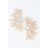 Diamond Rhinestone Flare Earrings