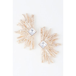 Diamond Rhinestone Flare Earrings