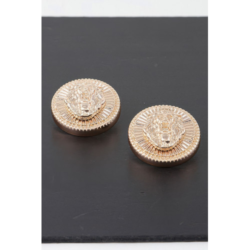 Grand Lion Emblem Earrings - Designer Style - CC-WH2000863