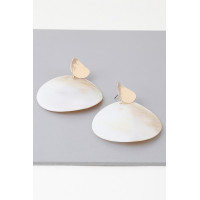 Marbled Flat White Earrings