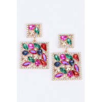 Square Dangle Rhinestone Earring