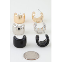 Multi Shiny Wide Hoop Earrings Set