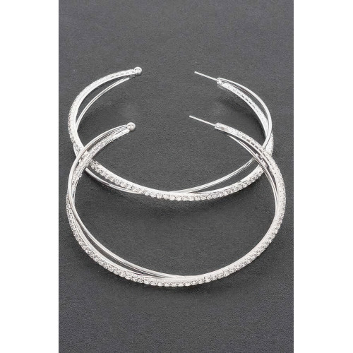 Crystal-studded Hoop Earring - CC-WH2001216