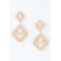 Pearled Clover Drop Earrings