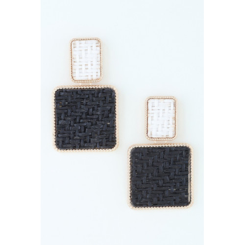 Crosshatch Frame Style Earrings - Designer Style - CC-WH2001423