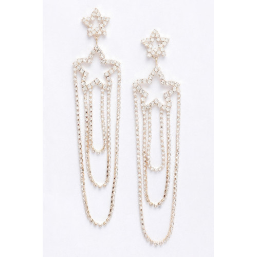 Crystal-studded Fringe Earring - CC-WH2001515