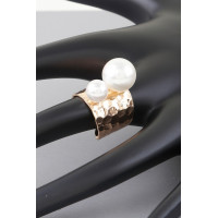 Hammered Twin Pearl Ring