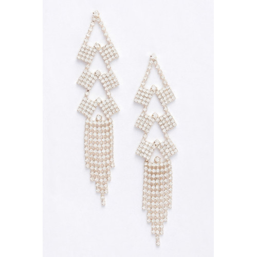 Crystal-studded Fringe Earring - CC-WH2001357
