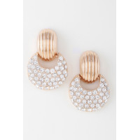 Modern Bejeweled Crescent Moon Earrings