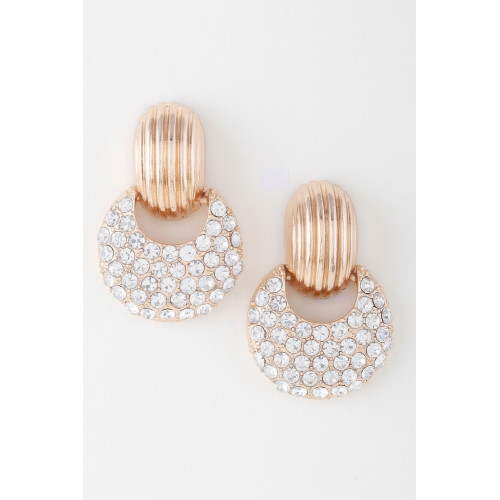 Contemporary Bejeweled Crescent Moon Earrings - CC-WH2001577