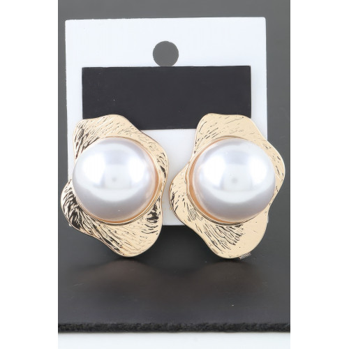 Etched Stone Statement Stud Earrings - Designer Style - CC-WH2001168