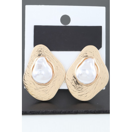 Abstract Etched Stone Stud Earrings - Designer Style - CC-WH2001169