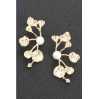 Faux Pearl Metal Flower Earring