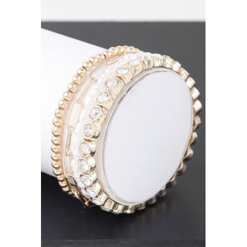 Triple Crystal-studded Beaded Bracelet - CC-WH2001379