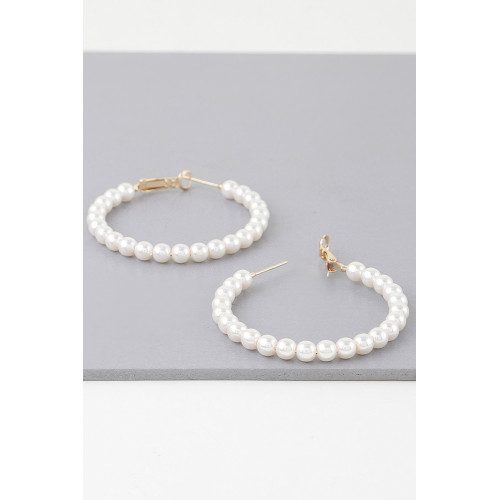 Multi Pearl Hoop Earrings - Designer Style - CC-WH2001560